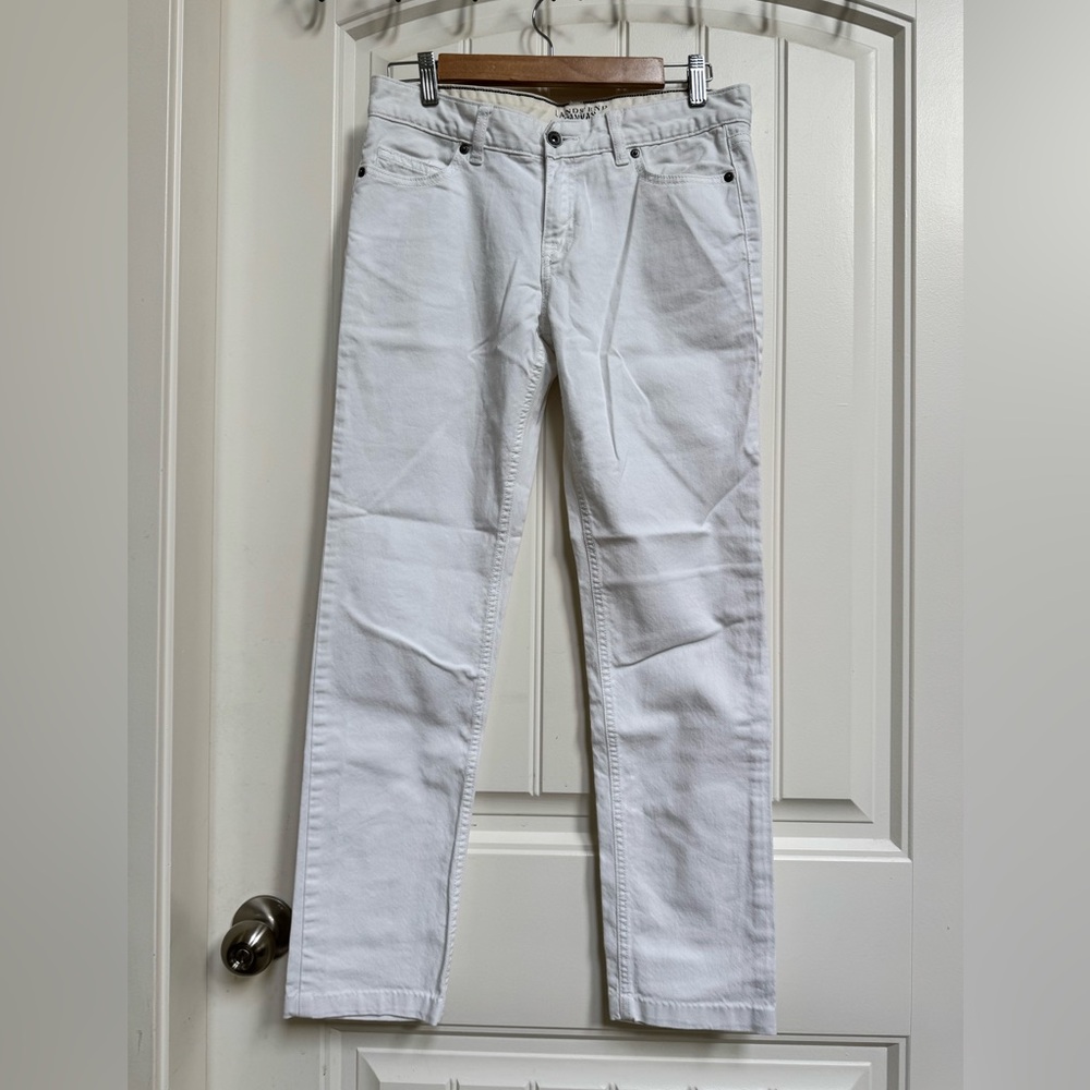 Lands’ End White Denim Low Rise Slim Leg Jeans. Size 28 x 27”